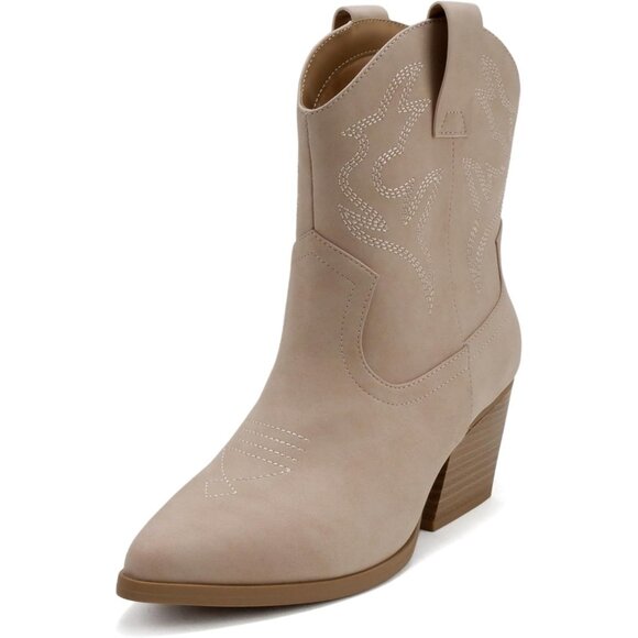 Blazing Ankle Boot Women Tan Pointe Toe Low Heel - Picture 2 of 6